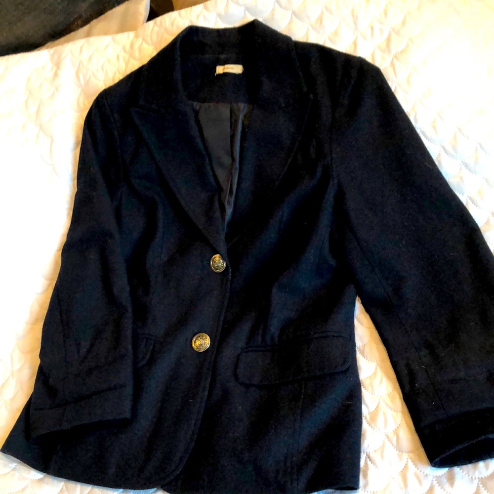 Sashimi black wool blazer size large with fun detailed silver buttons!